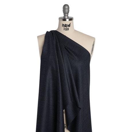 Super 130s Wool Dobby Suiting Made in Italy - Navy and White Spots - Deadstock