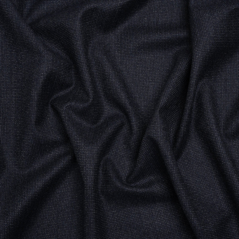 Super 130s Wool Dobby Suiting Made in Italy - Navy and White Spots - Deadstock