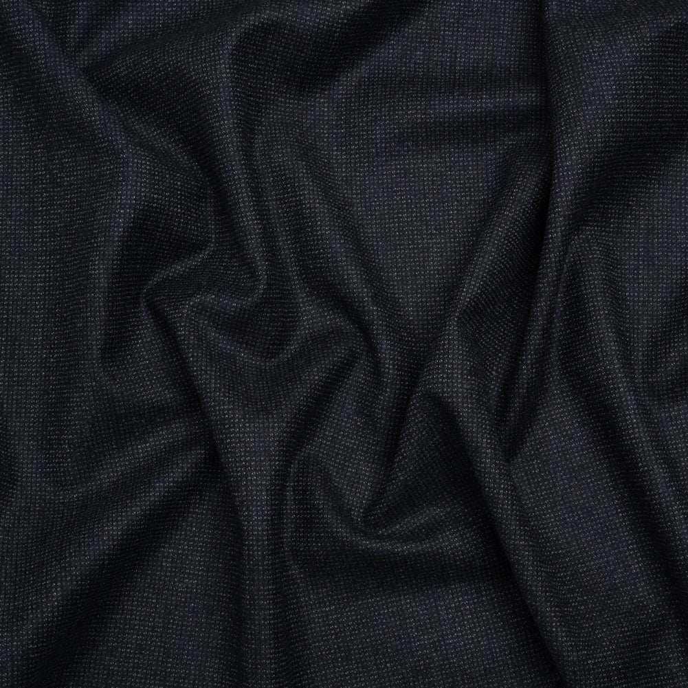 Super 130s Wool Dobby Suiting Made in Italy - Navy and White Spots - Deadstock