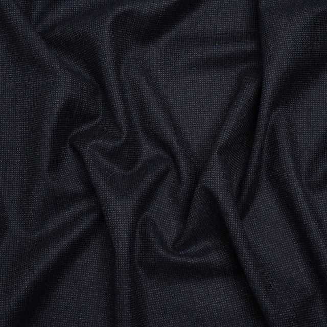 Super 130s Wool Dobby Suiting Made in Italy - Navy and White Spots - Deadstock