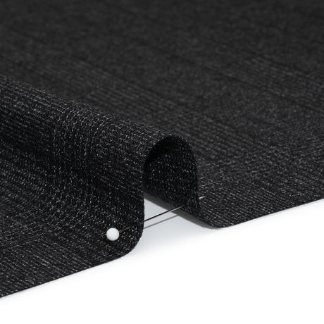 Super 110s Wool Twill Suiting Made in Italy - Black and White Glen Plaid - Deadstock