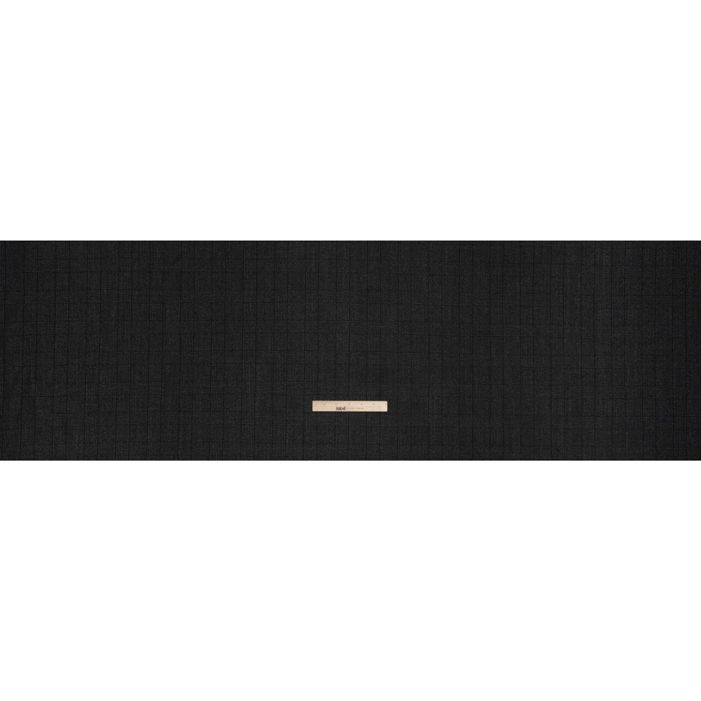 Super 110s Wool Twill Suiting Made in Italy - Black and White Glen Plaid - Deadstock