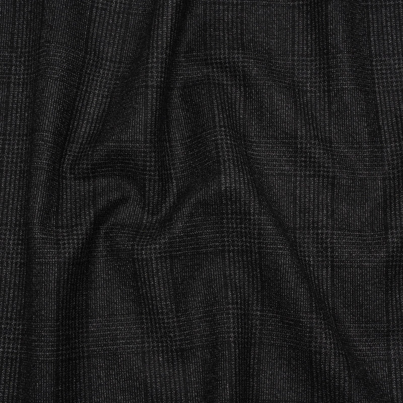 Super 110s Wool Twill Suiting Made in Italy - Black and White Glen Plaid - Deadstock