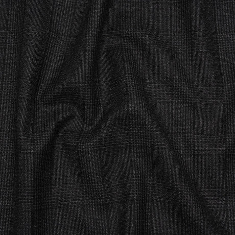 Super 110s Wool Twill Suiting Made in Italy - Black and White Glen Plaid - Deadstock