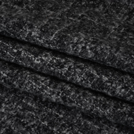 Plush Brushed Wool and Alpaca Boucle Coating Made in Italy - Black and White Heathered - Deadstock