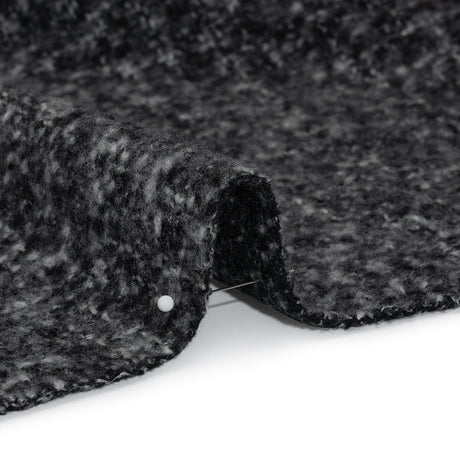 Plush Brushed Wool and Alpaca Boucle Coating Made in Italy - Black and White Heathered - Deadstock