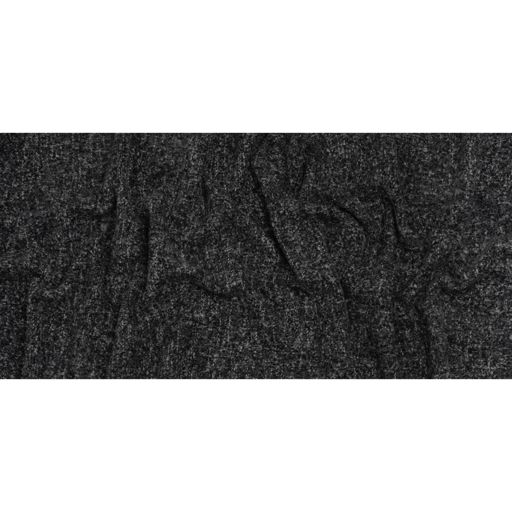 Plush Brushed Wool and Alpaca Boucle Coating Made in Italy - Black and White Heathered - Deadstock
