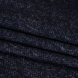 Brushed Wool and Silk Coating Made in Italy - Tweedy Blue and Navy Herringbone - Deadstock