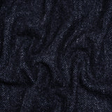 Brushed Wool and Silk Coating Made in Italy - Tweedy Blue and Navy Herringbone - Deadstock