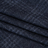 Wool, Silk and Cashmere Boucle Suiting Made in Italy - Blue and Navy Plaid - Deadstock