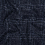 Wool, Silk and Cashmere Boucle Suiting Made in Italy - Blue and Navy Plaid - Deadstock