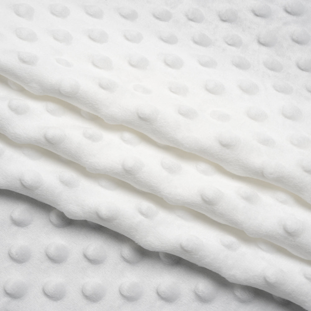 Dotted Minky - White Textured Polka Dots