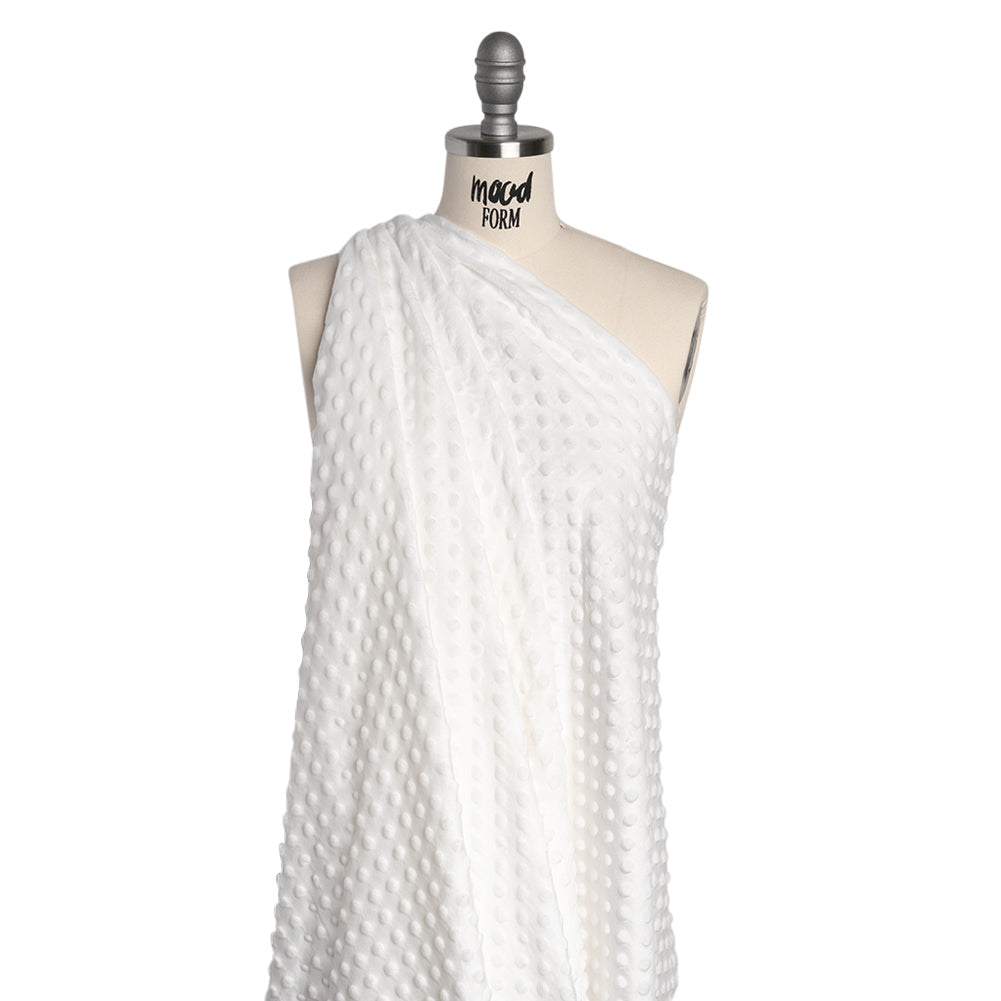 Dotted Minky - White Textured Polka Dots