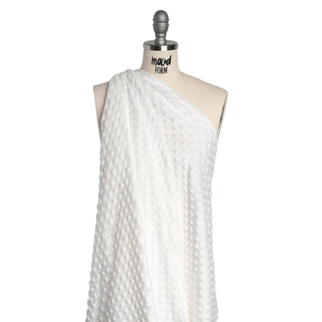 Dotted Minky - White Textured Polka Dots