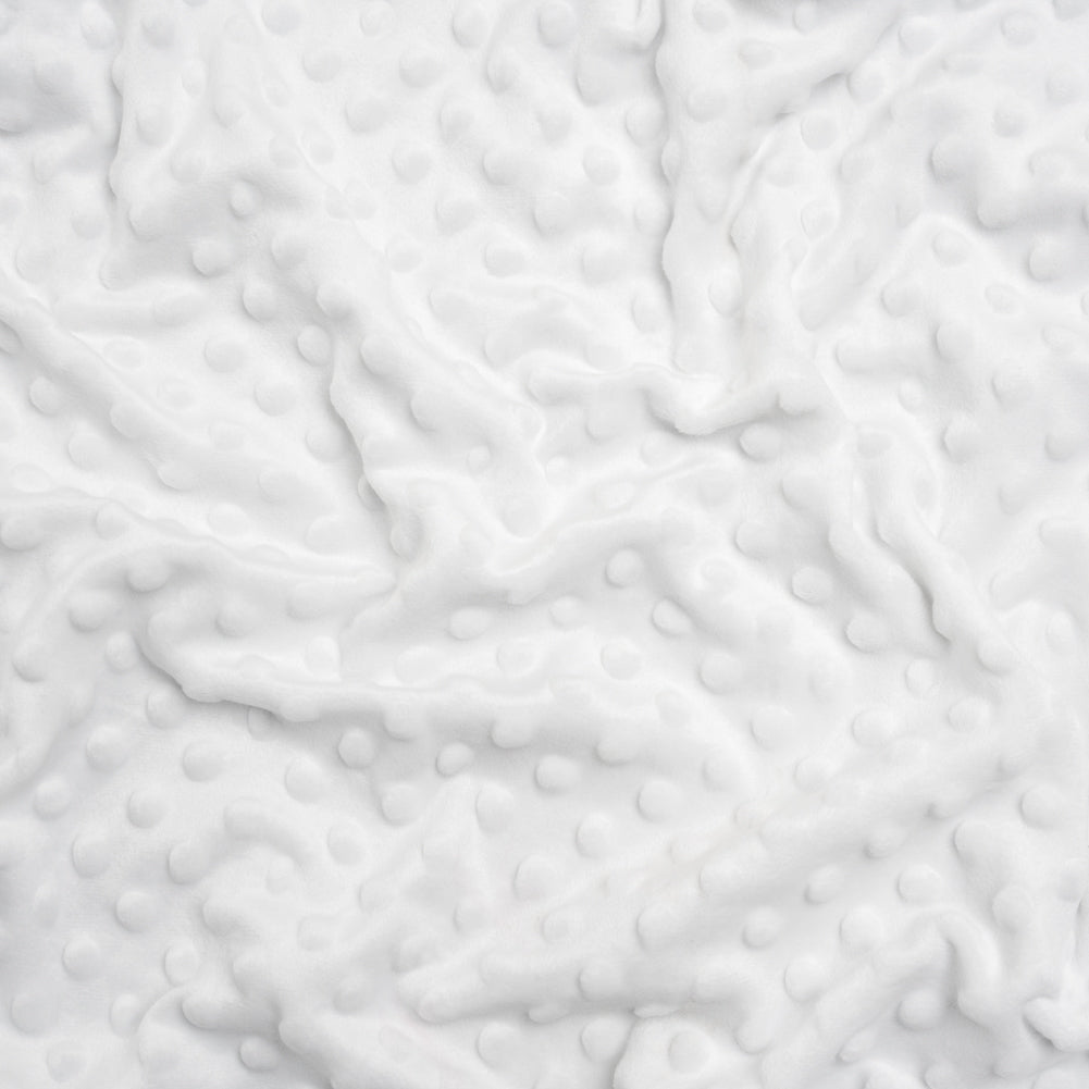 Dotted Minky - White Textured Polka Dots