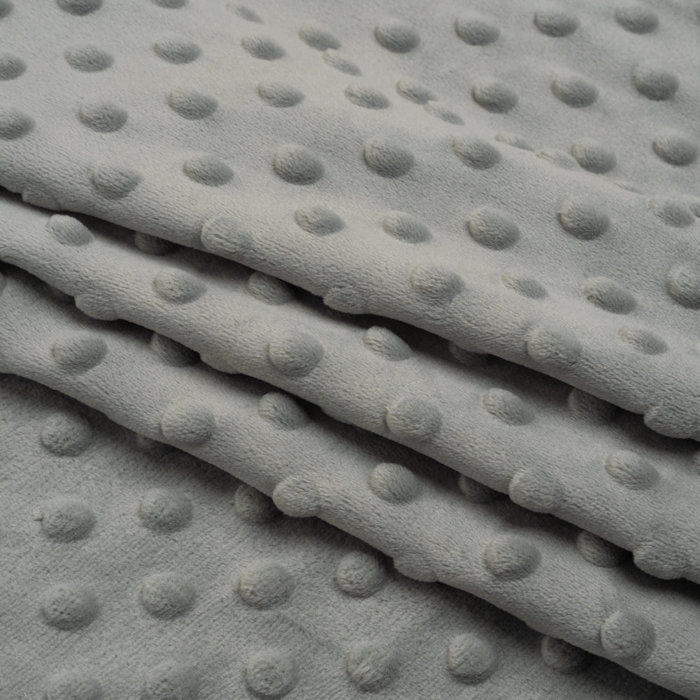 Dotted Minky - Silver Textured Polka Dots
