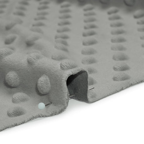 Dotted Minky - Silver Textured Polka Dots
