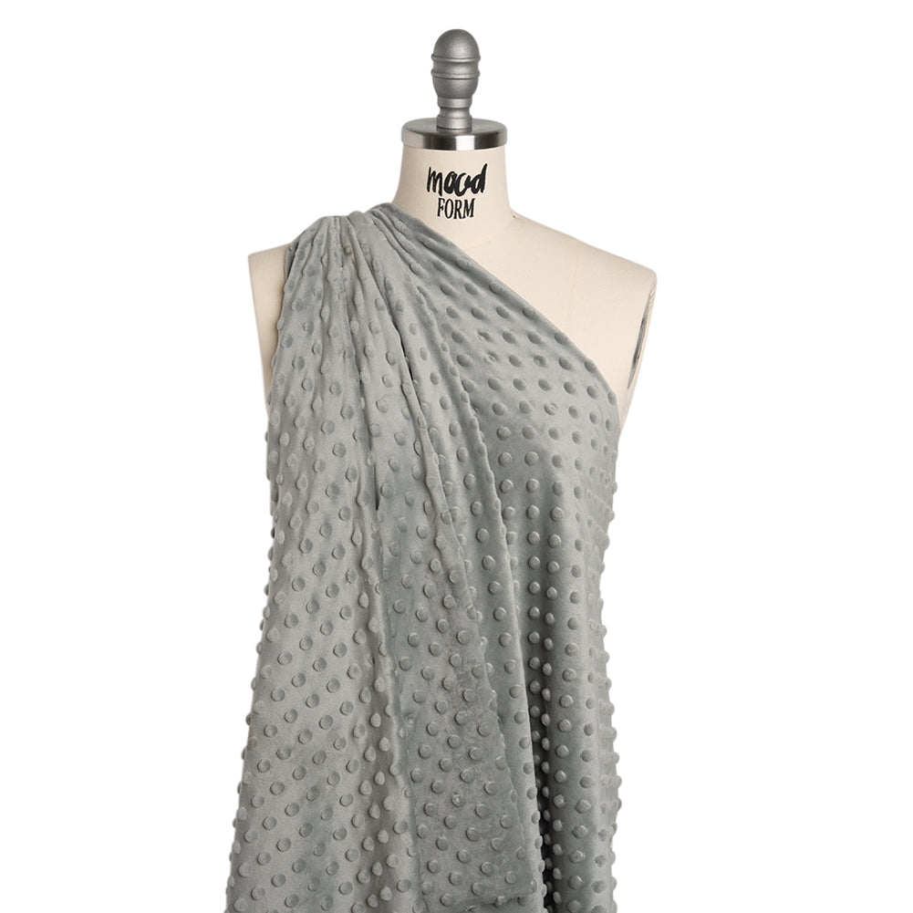 Dotted Minky - Silver Textured Polka Dots