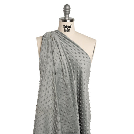 Dotted Minky - Silver Textured Polka Dots