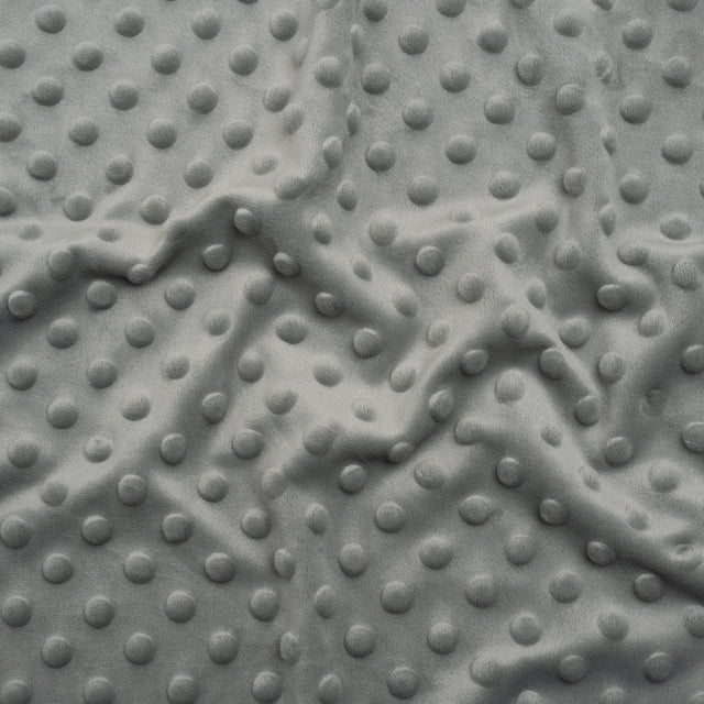 Dotted Minky - Silver Textured Polka Dots