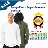 BELLA + CANVAS® Sponge Fleece Raglan Crewneck Long Sleeve Sweatshirt