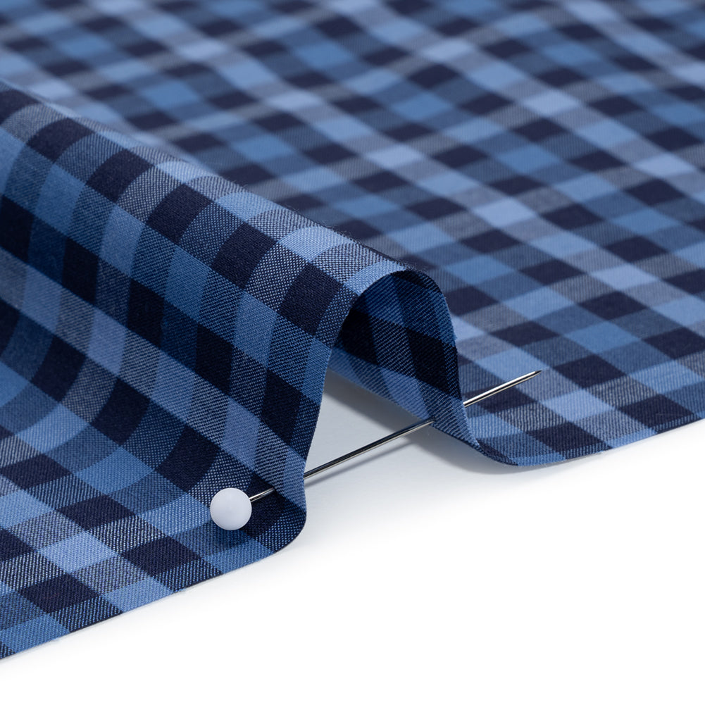 Cotton Shirting - Shades of Blue Tattersall Check - Deadstock