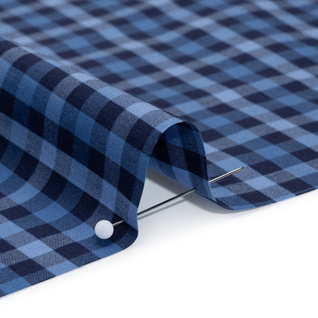 Cotton Shirting - Shades of Blue Tattersall Check - Deadstock