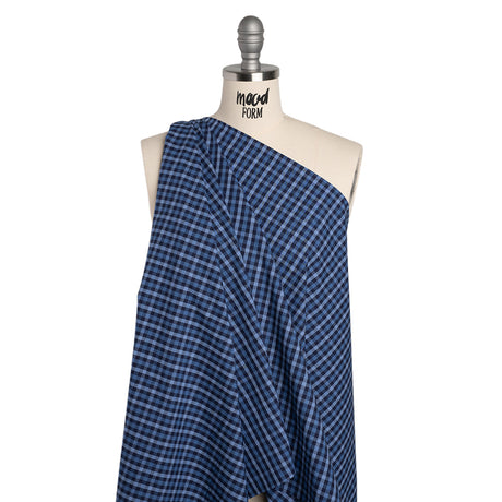 Cotton Shirting - Shades of Blue Tattersall Check - Deadstock