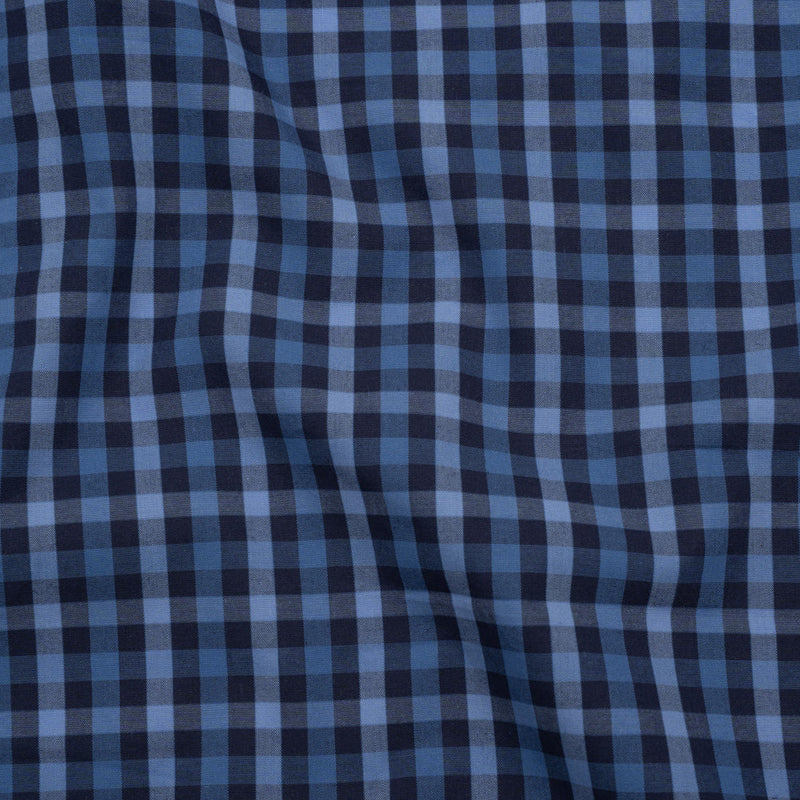Cotton Shirting - Shades of Blue Tattersall Check - Deadstock