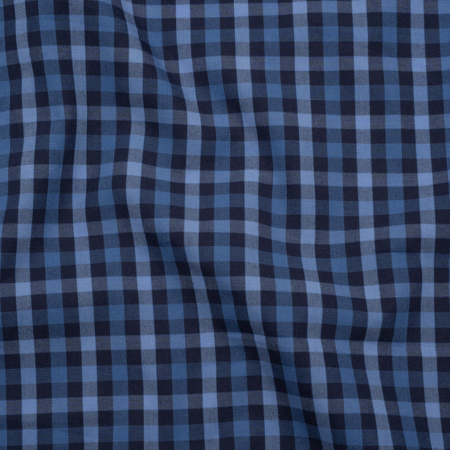 Cotton Shirting - Shades of Blue Tattersall Check - Deadstock
