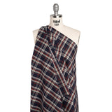 Cotton Twill Shirting - Red, Navy and White Plaid - Deadstock