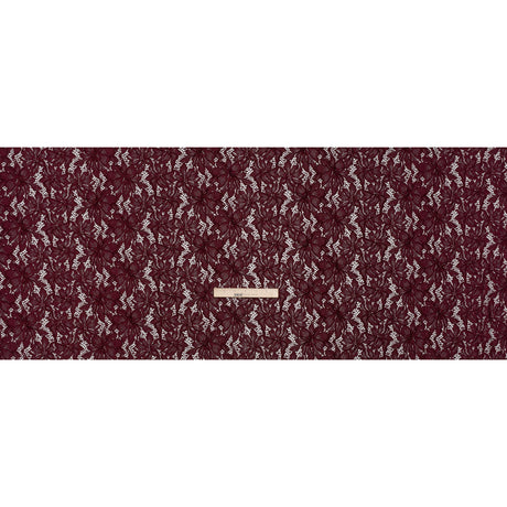 Stretch Chenille Corded Lace - Burgundy Floral - Deadstock