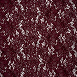 Stretch Chenille Corded Lace - Burgundy Floral - Deadstock