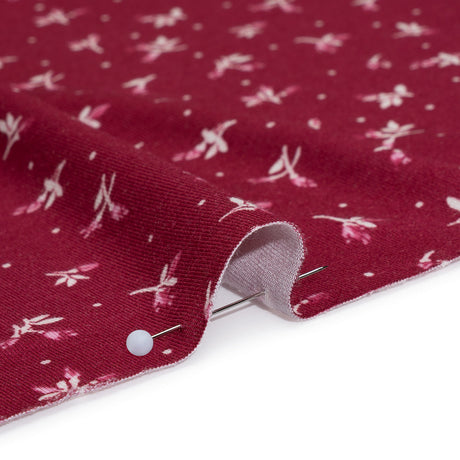 Stretch Modal Jersey Print - Cranberry, Pink and White Ditsy and Dots - Deadstock