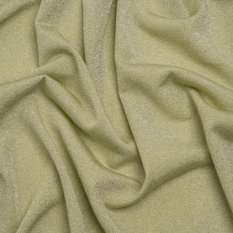 Metallic Stretch Rayon Jersey - Jade Green and Silver - Designer Deadstock
