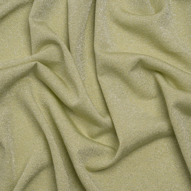 Metallic Stretch Rayon Jersey - Jade Green and Silver - Designer Deadstock