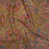 Stretch Nylon Swimwear Tricot - Pink, Olive Green and Blue Ornate Paisleys - Designer Deadstock
