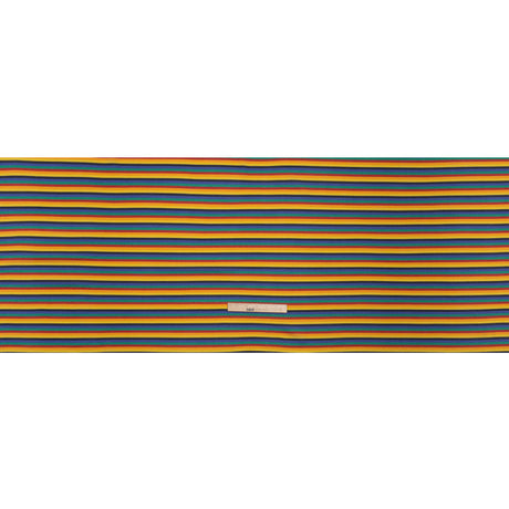 Stretch Polyester Pique Knit - Blue, Yellow and Red Horizontal Stripes - Designer Deadstock