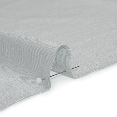 Metallic Stretch Nylon Jersey - White and Silver - Designer Deadstock