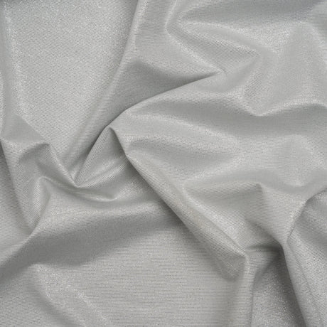 Metallic Stretch Nylon Jersey - White and Silver - Designer Deadstock