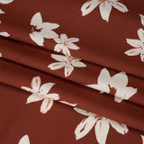 Stretch Nylon Jersey - Russet Brown and Cream Floral - Designer Deadstock