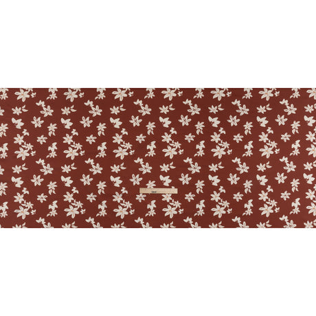 Stretch Nylon Jersey - Russet Brown and Cream Floral - Designer Deadstock