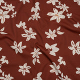 Stretch Nylon Jersey - Russet Brown and Cream Floral - Designer Deadstock