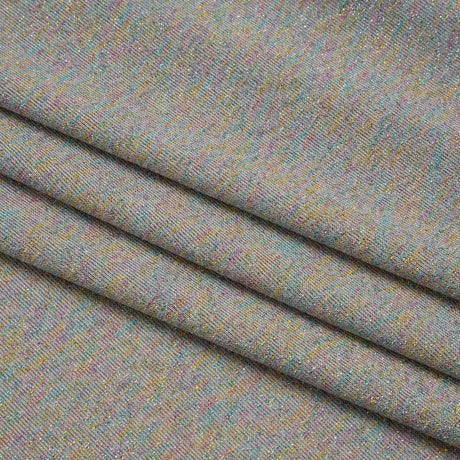 Metallic Stretch Rayon and Polyester Jersey - Heathered Gray and Pastel Primaries - Designer Deadstock