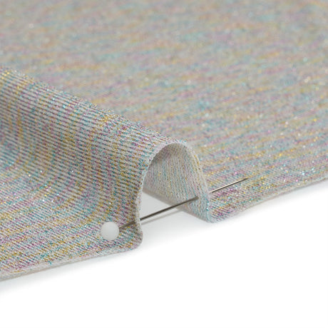 Metallic Stretch Rayon and Polyester Jersey - Heathered Gray and Pastel Primaries - Designer Deadstock