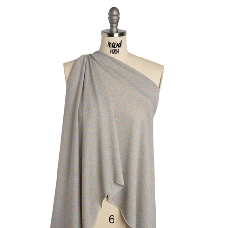 Metallic Stretch Rayon and Polyester Jersey - Heathered Gray and Pastel Primaries - Designer Deadstock