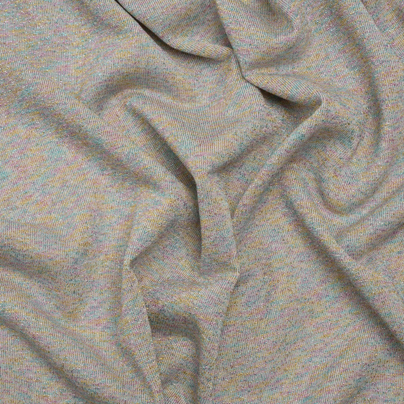 Metallic Stretch Rayon and Polyester Jersey - Heathered Gray and Pastel Primaries - Designer Deadstock