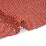 Stretch Polyester Eyelet Knit - Muted Coral Rows of Dots - Designer Deadstock