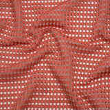 Stretch Polyester Eyelet Knit - Muted Coral Rows of Dots - Designer Deadstock