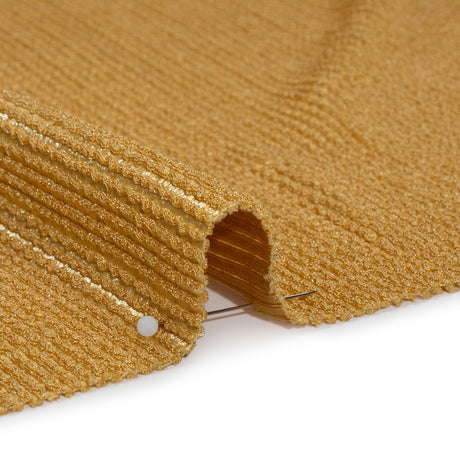 Stretch Nylon Textured Jacquard Knit - Gold Ribs - Designer Deadstock